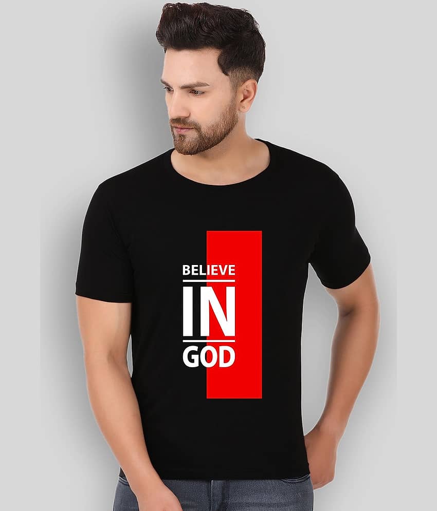 Prabhu Bhakti Pack of 1 Cotton Blend Regular Fit Men's T-Shirt ( Black )