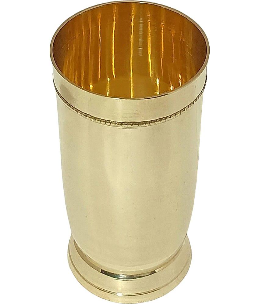 A & H ENTERPRISES - Plain Heavy Water Brass Glasses 250 ml ( Pack of 1 )