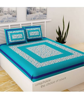 Uniqchoice Cotton 1 Double Bedsheet with 2 Pillow Covers ( Turquoise )