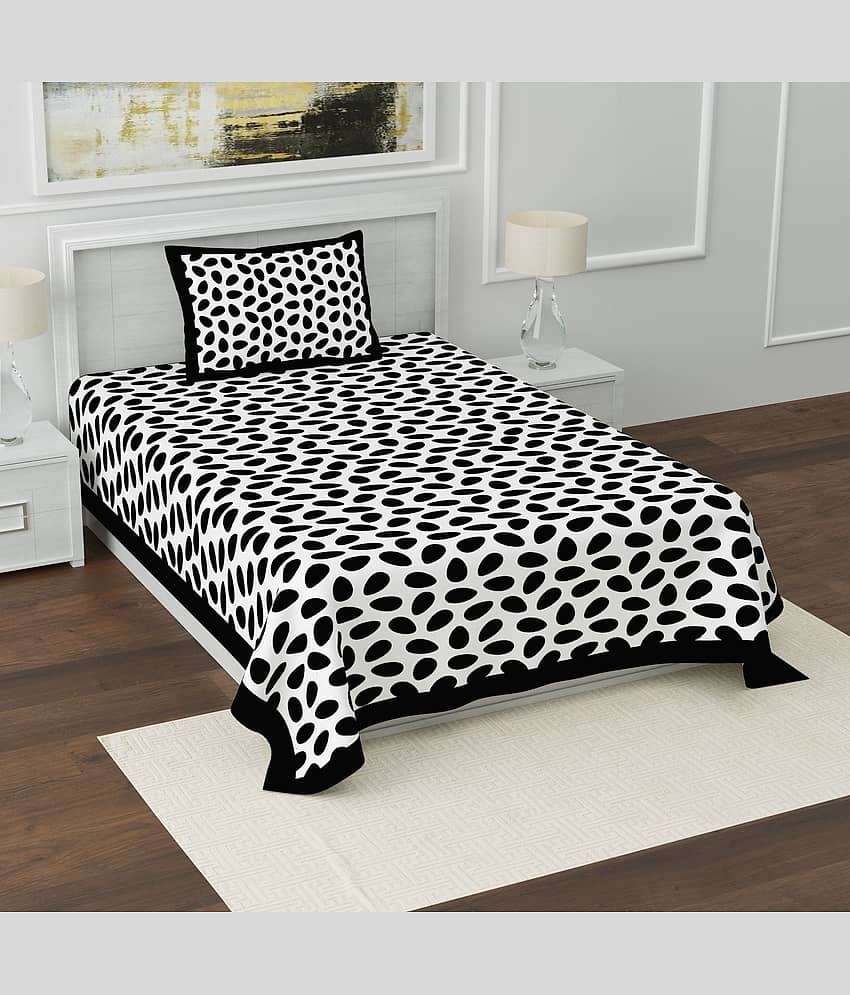 ABHACLOTHO Black Cotton 1 Single Bedsheet with 1 Pillow Cover ( 215 cm x 150 cm )