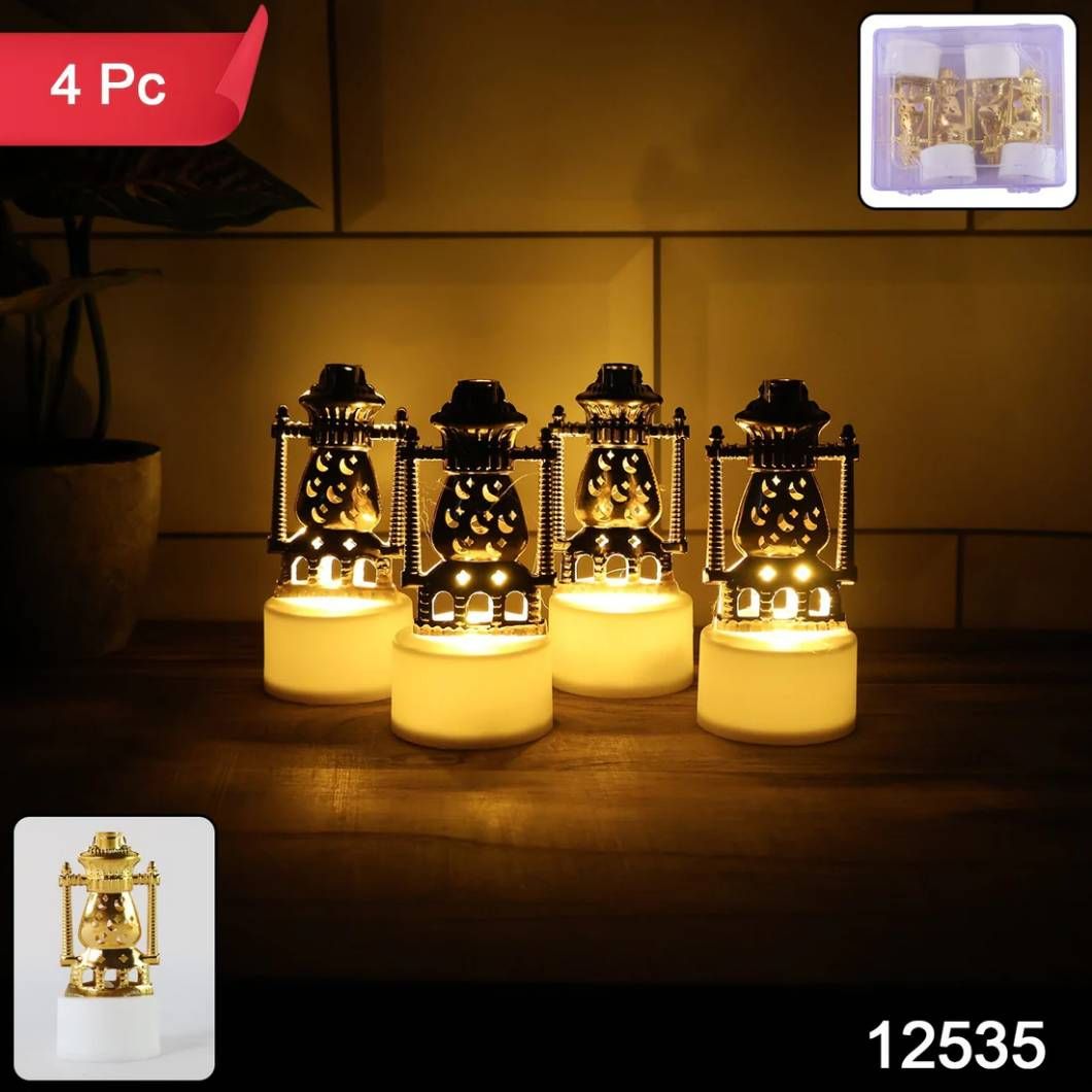 Mini Lantern-Style Flameless LED Tealights (4 Pcs)