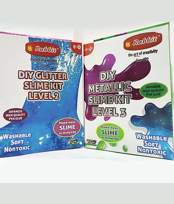 RABBIT'S DIY Metallic Slime Kit Level 3|DIY Slime Set|DIY Set||Make Slime on your own at home in minutes| Play Slime for Kids Boys Girls|Science Kits for Kids|DIY Kits for kids|Slime for Kids|For age 10+|