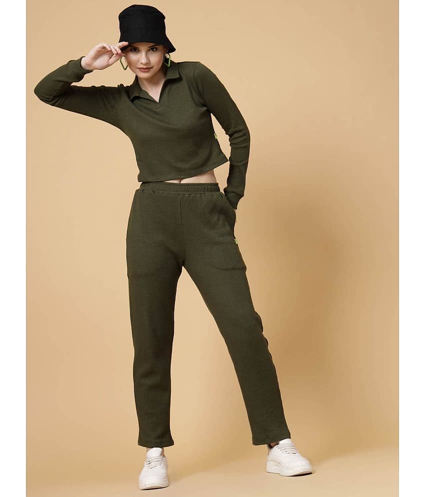 Rigo Women Solid Top With Joggers Co-Ord Set ( Purple )