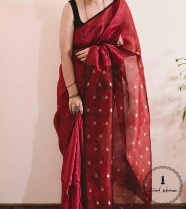 Beautiful Linen Silk Saree Silky Texture