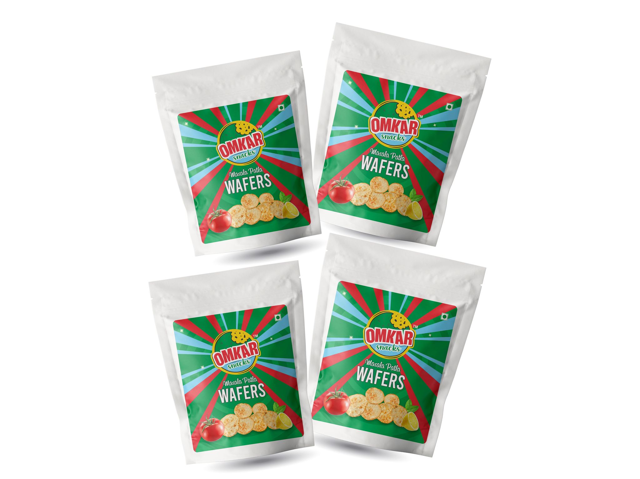 Omkar Snacks | Masala Patla Wafers - 100 gms - Pack of 4 | Enjoy with Dips & Sauces |Healthy snack I 50% Less Oil | Crunchy - Crispy - Namkeen - Snacks | 