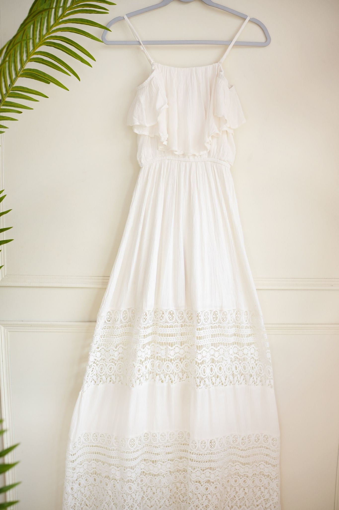 White Schiffli Maxi Dress-S