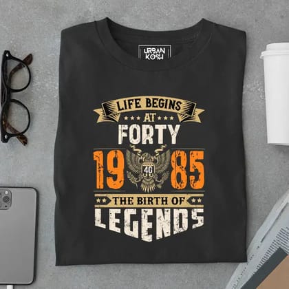 Life Begins at 40, The Birth of Legends Premium Unisex Birthday T-shirt-Black / S