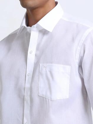 Cotton Linen White Colour Shirt  Full Sleeve-38