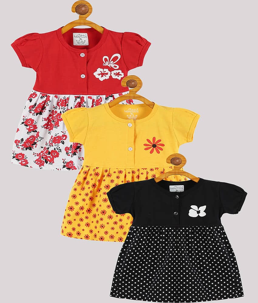 Babeezworld Pack of 3 Baby Girls Cotton Frock ( Multi )