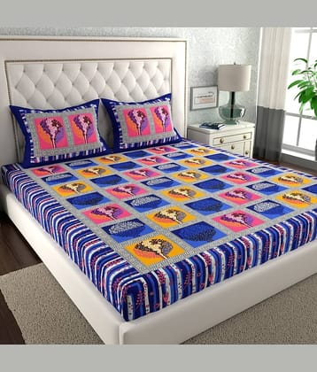 ABHACLOTHO Cotton 1 Double Bedsheet with 2 Pillow Covers ( Multicolor )