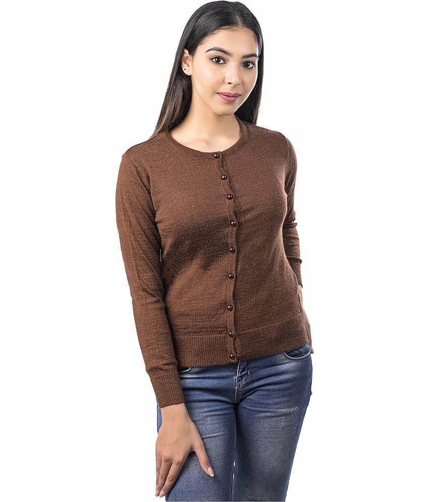 Varenyam Acrylic Brown Cardigans Dress - Single