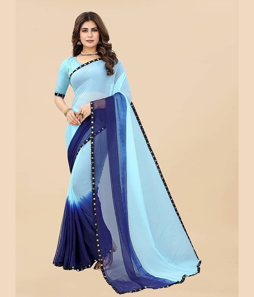 Aika Georgette Embellished Saree With Unstitched Blouse Piece ( Sea Green )