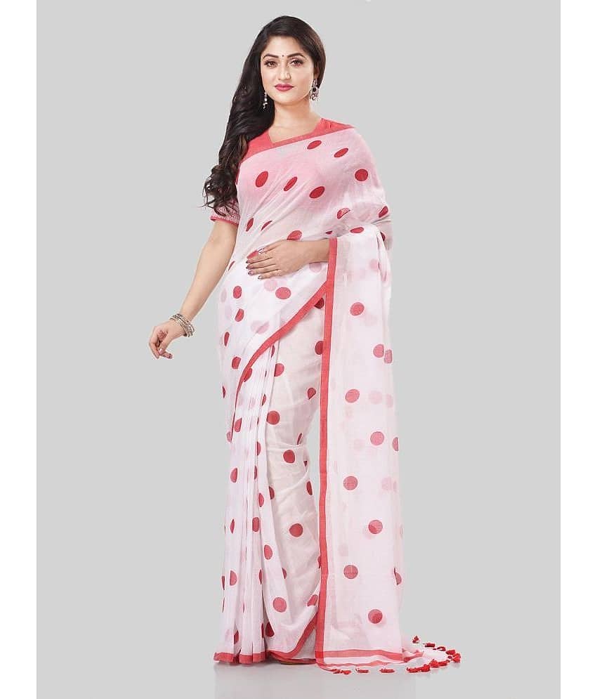 Desh Bidesh Cotton Printed Saree With Unstitched Blouse Piece ( Red )