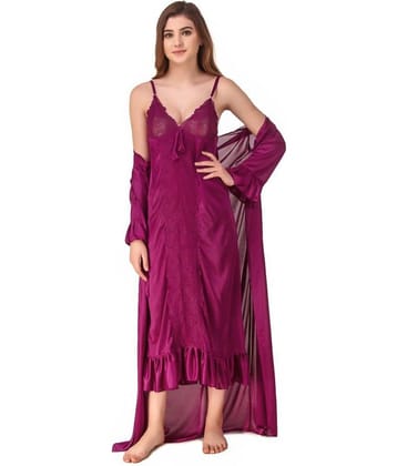 Reposey Satin Nighty & Night Gowns - Purple