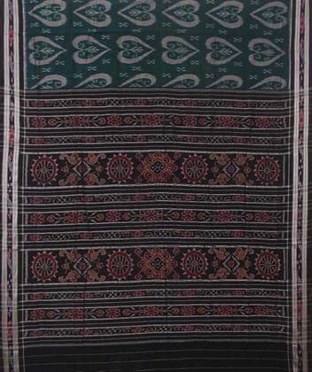 Green black handwoven sambalpuri cotton saree