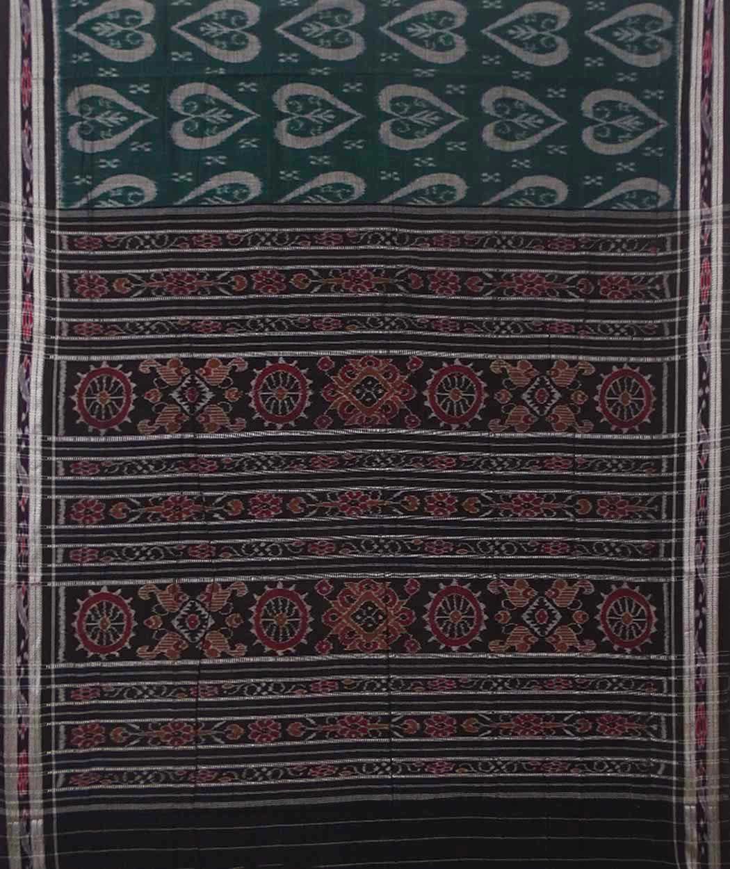 Green black handwoven sambalpuri cotton saree