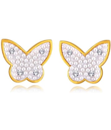 Spargz Gold Plated Pearl With AD Stone Alloy Lovely Butterfly Stud Earring For Women ALER 5018