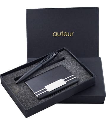 auteur Gift Set,A  Ball Pen, A Premium RFID Safe Card Wallet, In Black Color Metal Pen & PU Leather Body ATM/Debit/Credit/Visiting Card Holder, Excellent Corporate Gift Set Packed in an Attractive Box.