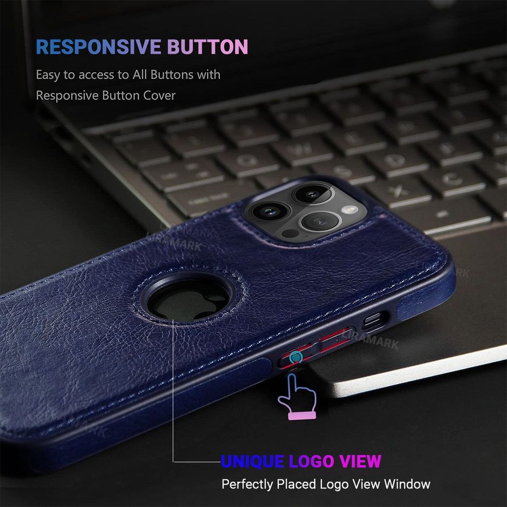 LIRAMARK PU Leather Flexible Back Cover Case Designed for iPhone 14 Pro (6.1 inch)