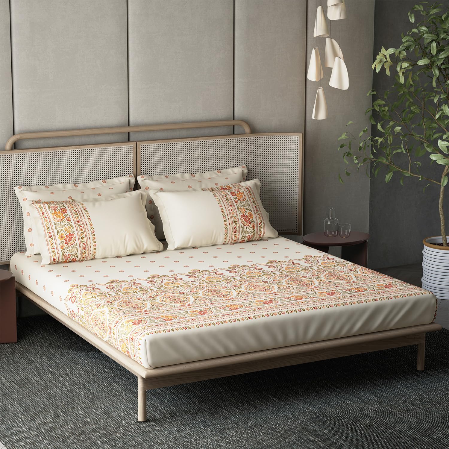 DDECOR - Kalakriti Collection 100% Cotton Global Ethnic Pattern 180TC  Orange