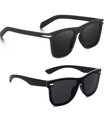Elligator Black Rectangular Sunglasses ( Pack of 2 )