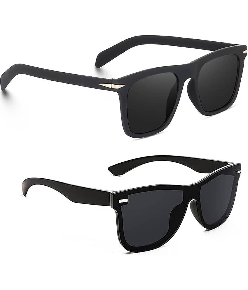 Elligator Black Rectangular Sunglasses ( Pack of 2 )