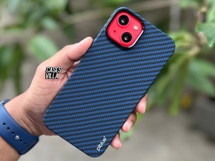 iPhone 14 Series Cover - Real Aramid Kevilar Case with Ultra Thin Carbon Fiber-iPhone 14 Plus / Blue