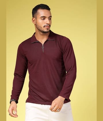Rigo Pack of 1 Polyester Slim Fit Men's Polo T-Shirt ( Wine )