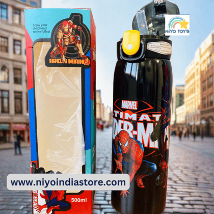 NIYO TOYS Fun Insulated Bottle for School - Kids' Design-Spider Man
