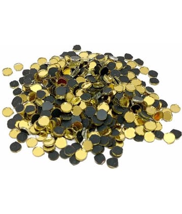 PRANSUNITA 500 pcs Mini Round Shape Golden Glass Mirror Size 6 mm for DIY Projects, Embroidery, Art and Craft and Jewelry Works, Framing, Decoration