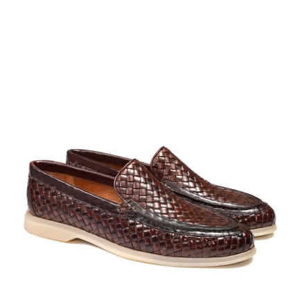 Dark Brown Weaved Yacht Shoes-40/6