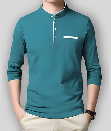 AUSK Pack of 1 Cotton Blend Regular Fit Men's T-Shirt ( Teal Blue )