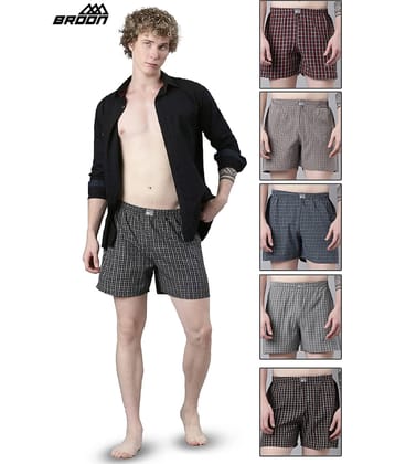 broon Pack of 6 Cotton Blend Boxers For Men's ( Multicolor )