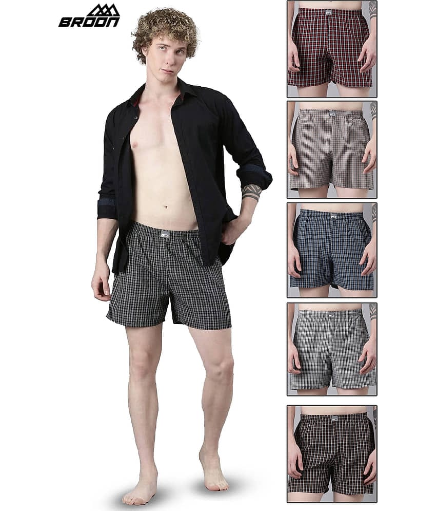 broon Pack of 6 Cotton Blend Boxers For Men's ( Multicolor )