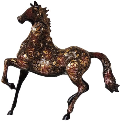 Brass Horse Showpiece Statue For Home Decor & Office Gift, Height : 15 Inch (ANMAS008 B)