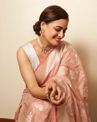 PEACH WHITE SAREE