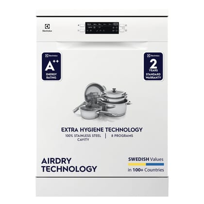 Electrolux 13 Place Settings Dishwasher Machine for Home, Fully Automatic with AirDry, In-Built Heater, White, UltimateCare 300, ESA47220SW Electrolux 13 Place Settings Dishwasher Machine for Home, Fully Automatic with AirDry, In-Built Heater, White, Ult