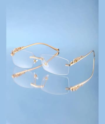 Ashru Gold Rectangular Sunglasses ( Pack of 1 )