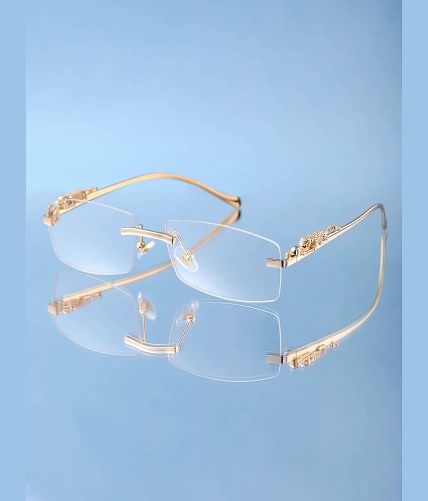 Ashru Gold Rectangular Sunglasses ( Pack of 1 )