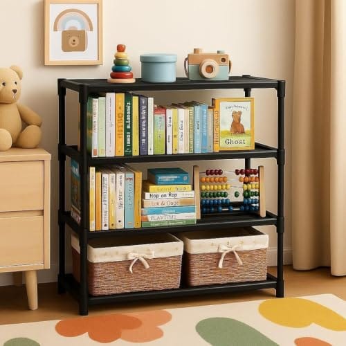 YouCopia Book Self – 4 Layer Portable Book Shelf, Kids Books Racks for Home Plastic, Bookshelf for Home, Book