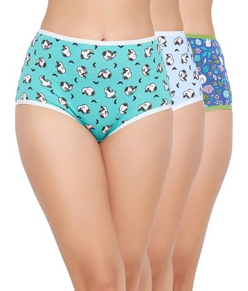 Clovia Pack of 3 Cotton Printed Women's Hipster ( Multicolor ) Clovia Panty