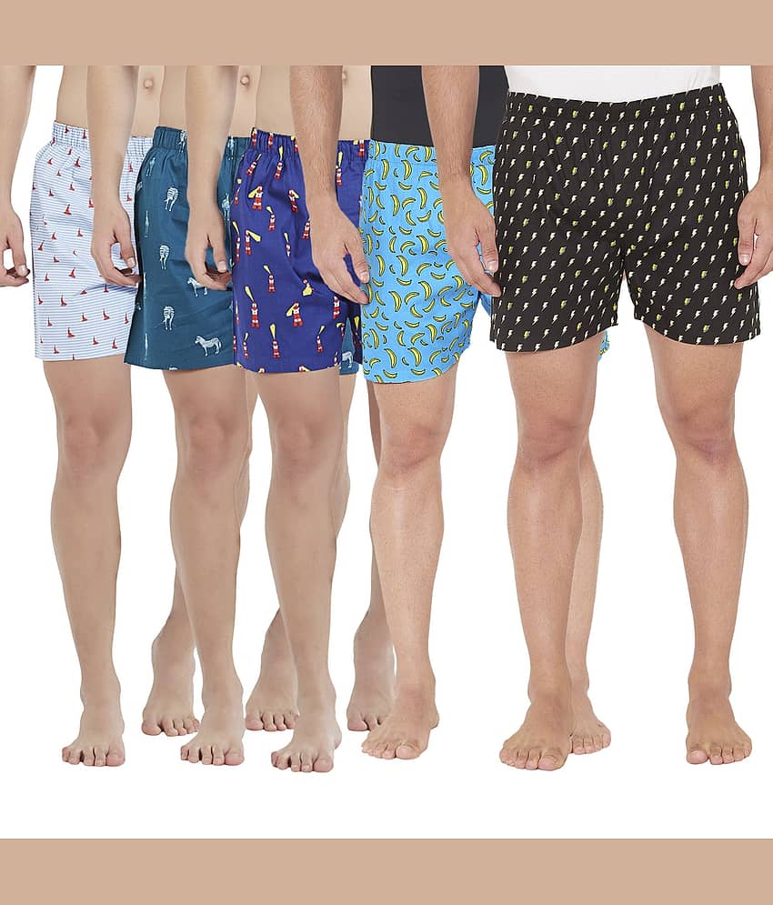 XYXX Pack of 5 Cotton Boxers For Men's ( Multi )