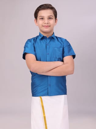 Boys Dark Blue Colour Half Sleeves Shirt Intense Boy-Kids 01 - 02 Yrs / H/S / Dark Blue