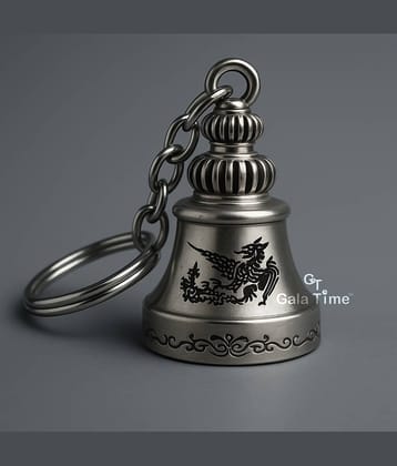 Decorative Silver Guardian Bell with Bird Artwork for Safe Travel, Good Luck Vibes and Gifting Occasions