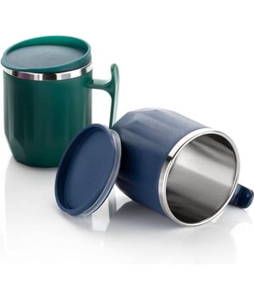 MAGICSPOON Multicolor Steel Coffee Mug ( Pack of 2 )