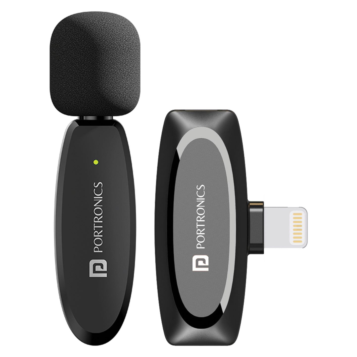 Portronics Dash 7 iPhone with 8-Pin Receiver, Wireless Microphone, Noise Cancellation, Plug & Play- Black