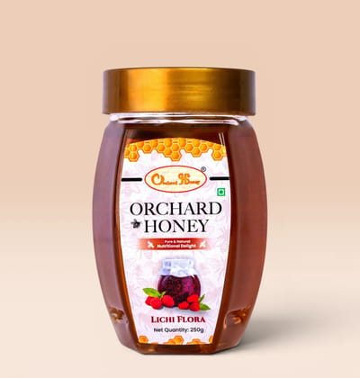 Orchard Honey Lichi Flora Honey 250gm | Pure Honey | No Additives or Preservatives | Rich in Antioxidants| Desi Litchi Honey | Wild Forest Honey for Weight loss & Digestion | Natural Shahad 250gm