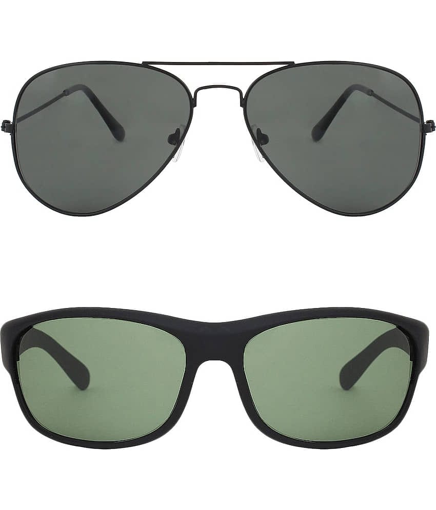 Kanny Devis - Black Wrap Around Sunglasses ( Pack of 2 )