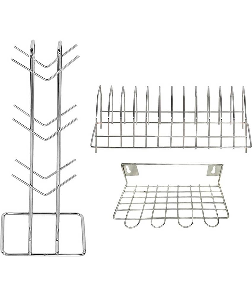 JISUN - Silver Stainless Steel Storage Racks ( Pack of 3 )