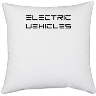 UDNAG White Polyester 'Engineer | Electric Vehicle' Pillow Cover [16 Inch X 16 Inch]